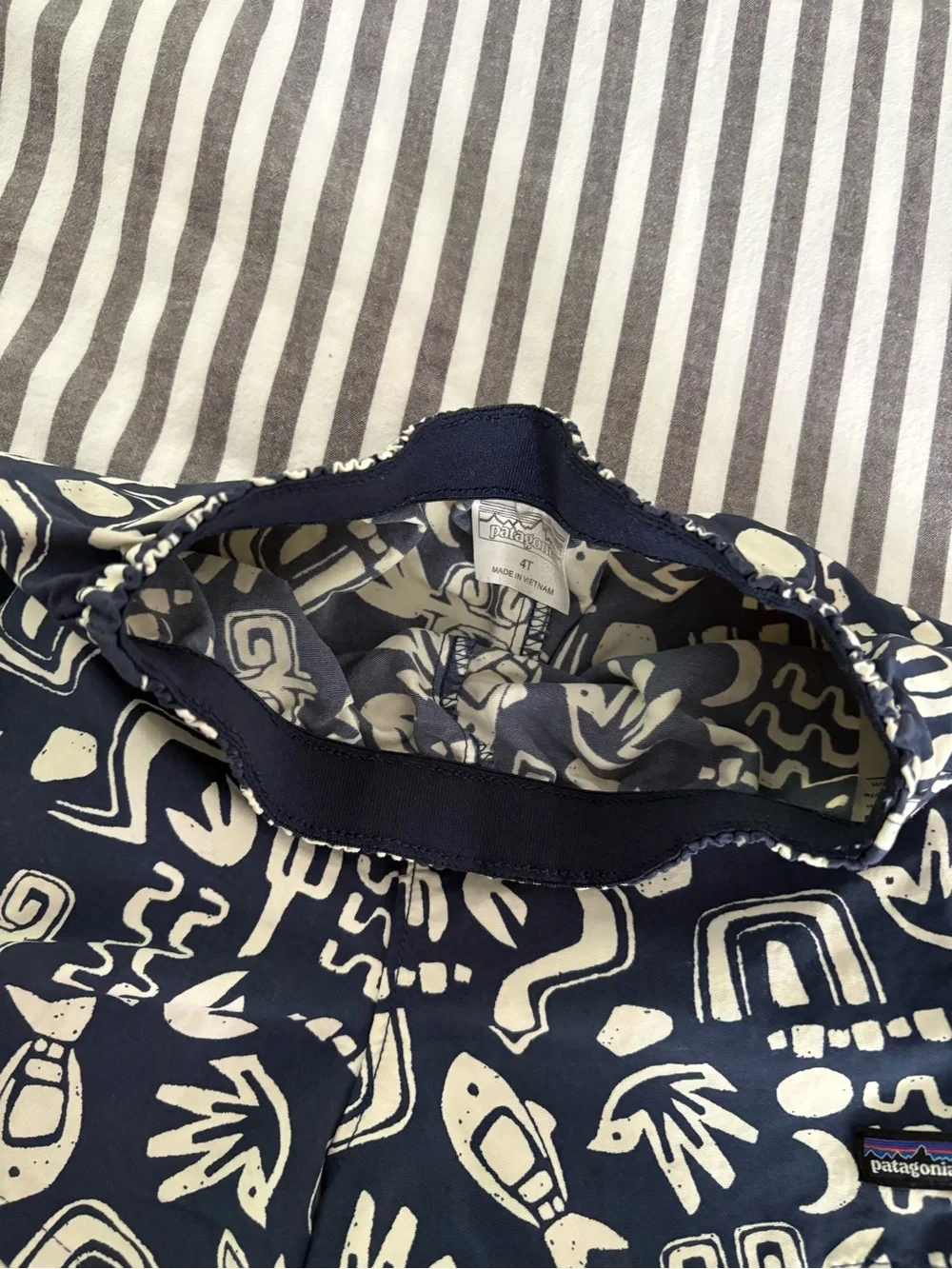 Patagonia Navy & White Abstract Print Kids Shorts